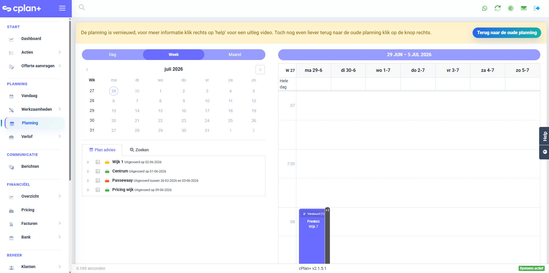 Cplan+ weekplanning met kalender en ingeplande routes